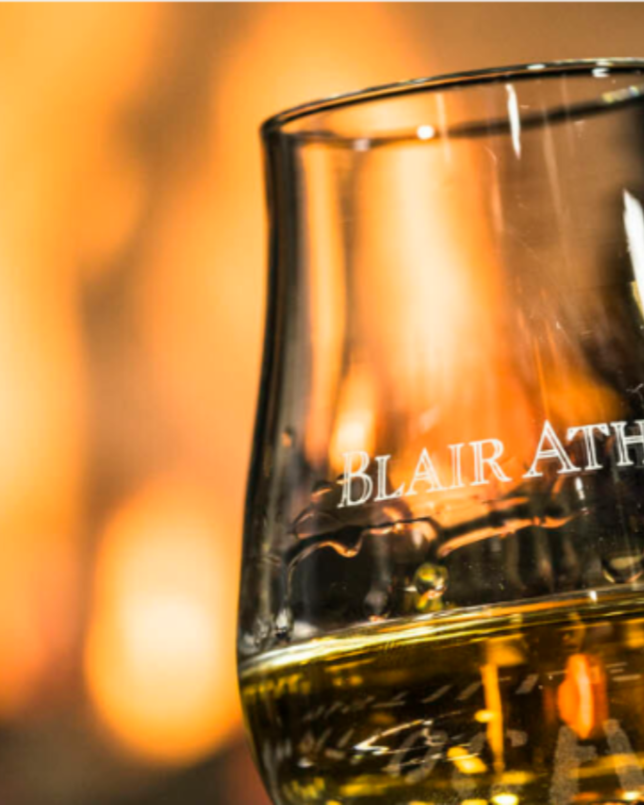 This Image shows a glass with the words Blair Athol printed on it.