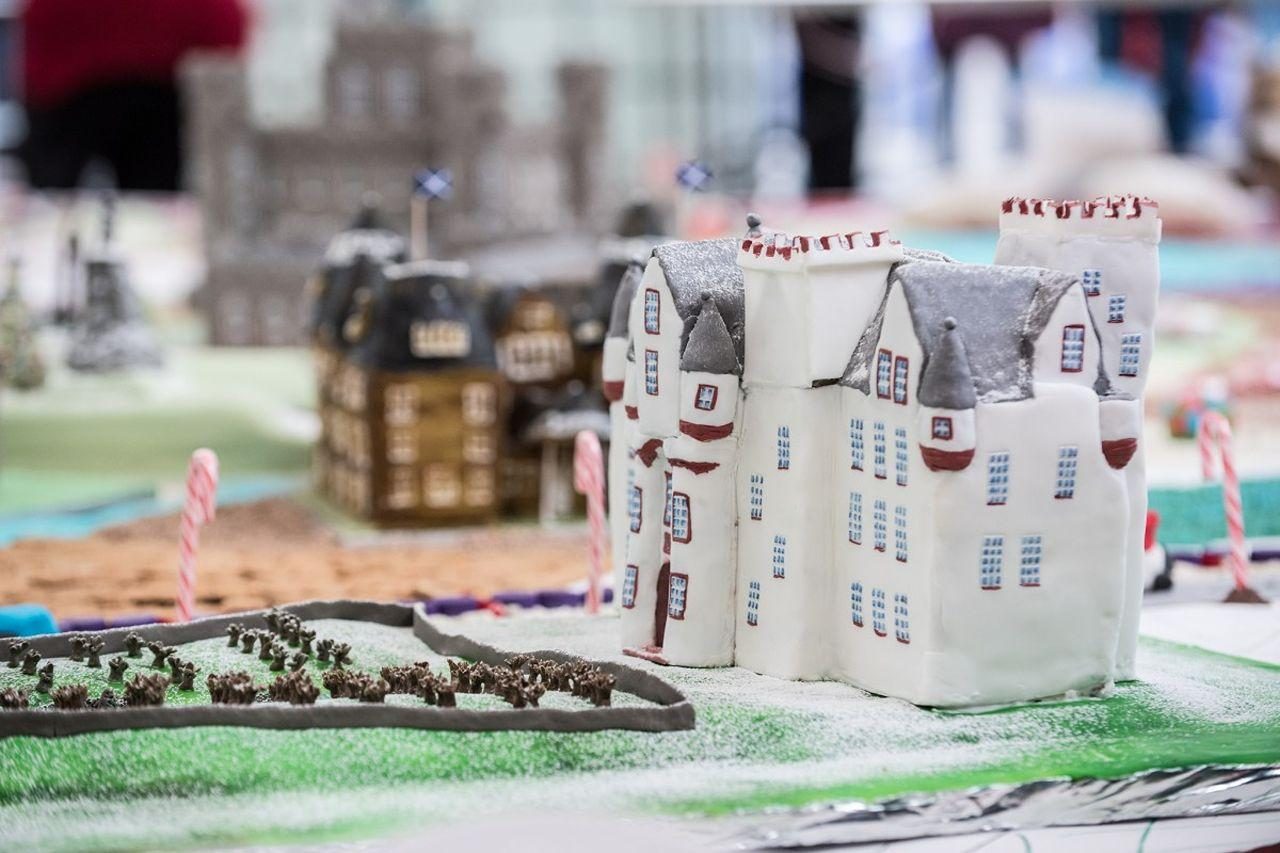 A model of Blair Castle - a white castle in Perthshire - made out of cake
