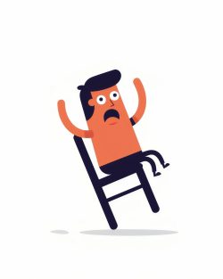 Shocked Man Falling Off Chair, Expressing Surprise and Disbelief with Text