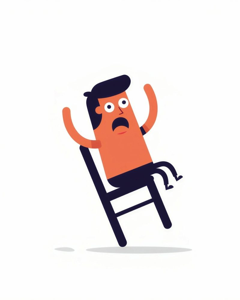 Shocked Man Falling Off Chair, Expressing Surprise and Disbelief with Text