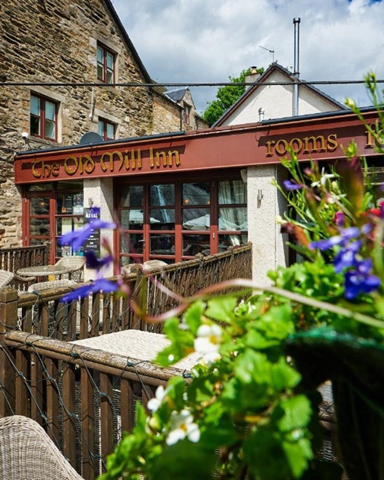 The exterior of the Old Mill Inn.